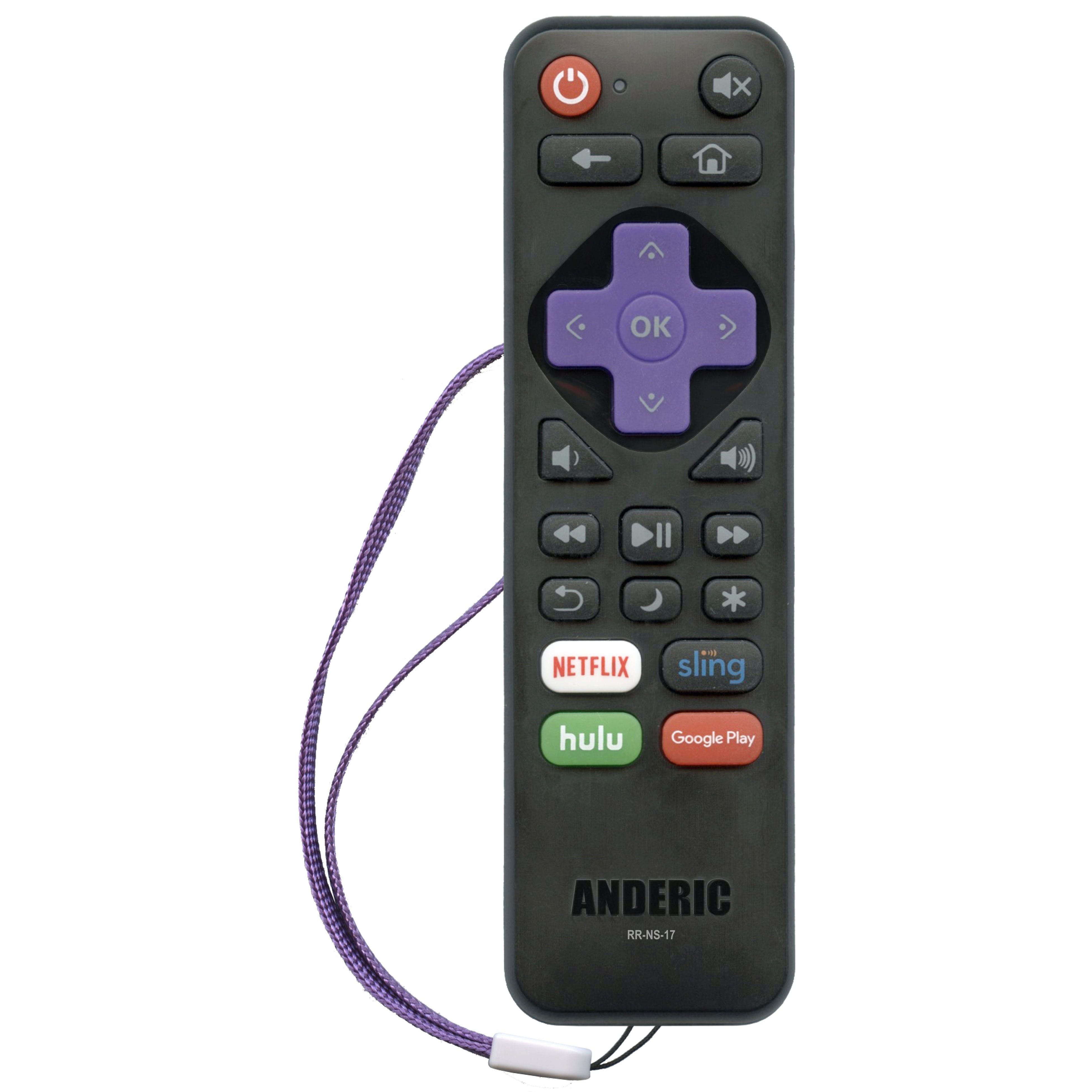 Anderic RRNS17 for Insignia Roku Enhanced TV Remote Control