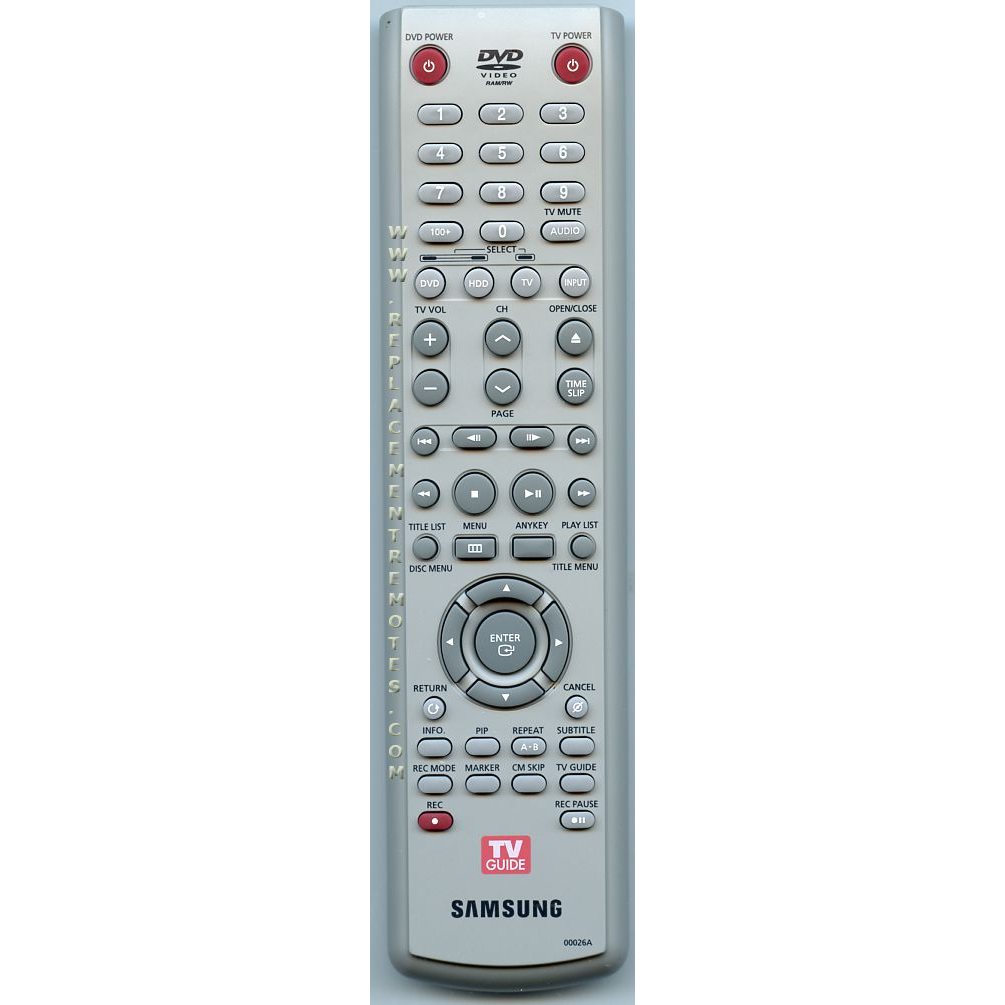 Samsung 00026A DVDR Remote Control