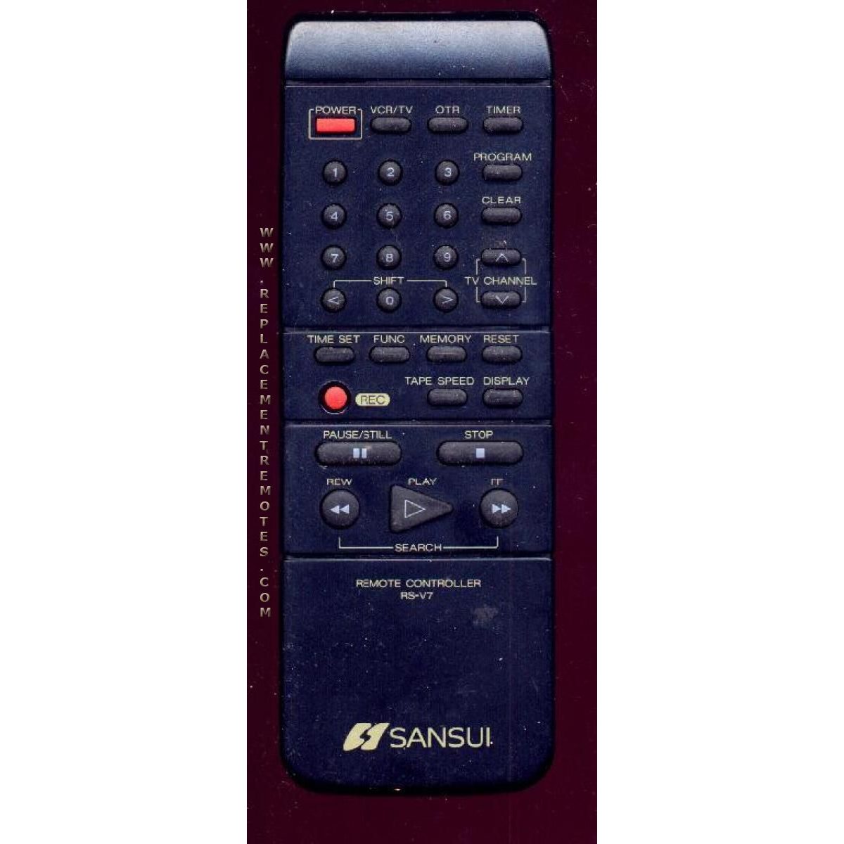 SANSUI RSV7 VCR Remote Control