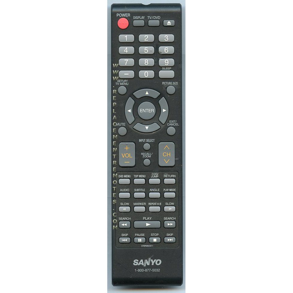 Sanyo 076R0SC011 TV/DVD Remote Control