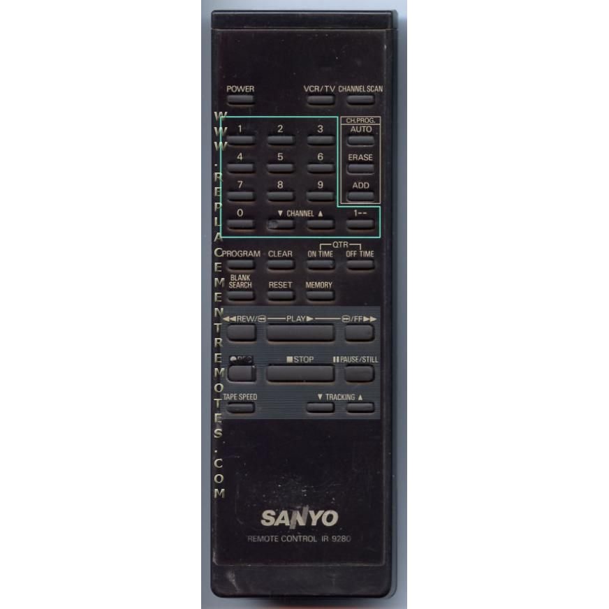 Sanyo IR9280 VCR Remote Control