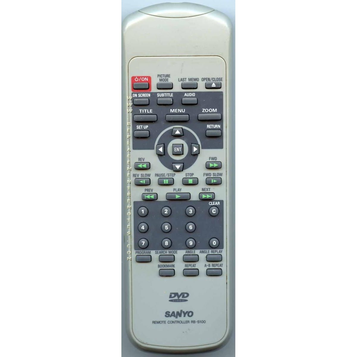 Sanyo RB5100 DVD Remote Control