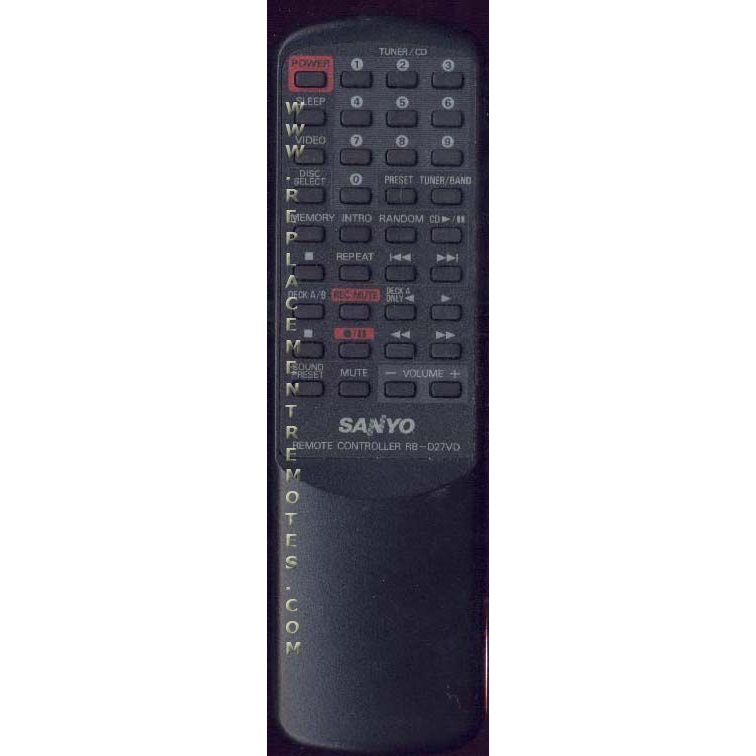 Sanyo RBD27VD Audio Remote Control