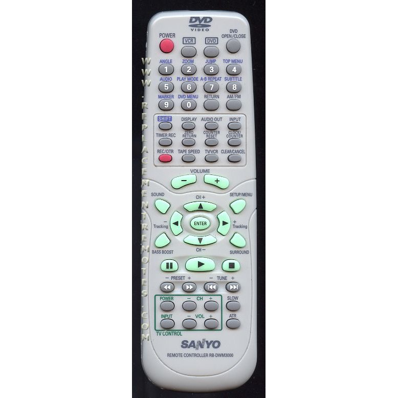 Sanyo RBDWM3000 DVD/VCR Remote Control