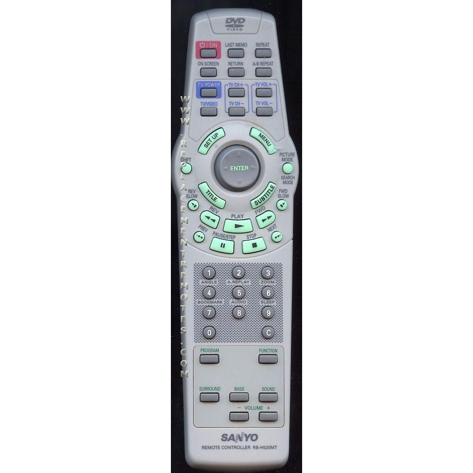 Sanyo RBH520MT DVD Remote Control