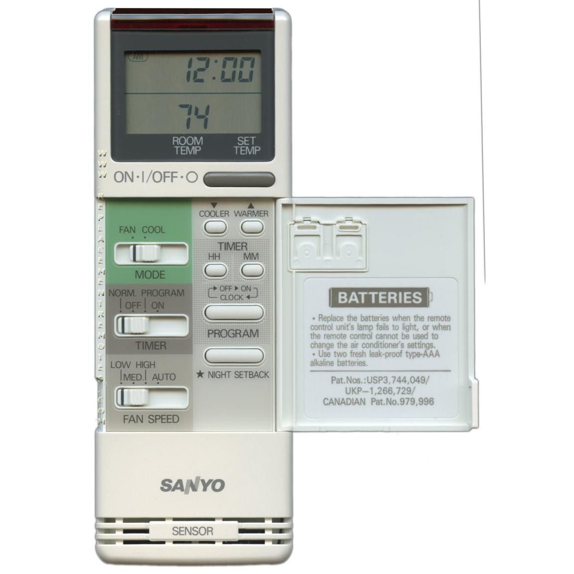 Sanyo RS1211 Air Conditioner Remote Control