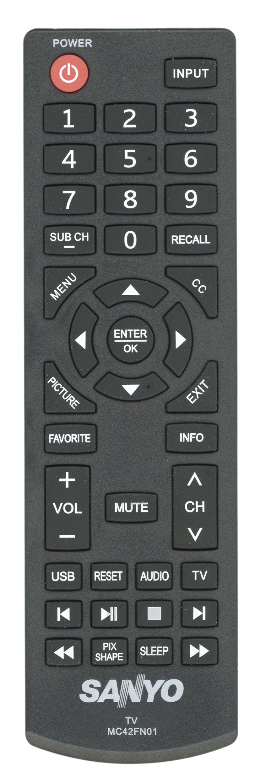 Sanyo MC42FN01 TV Remote Control