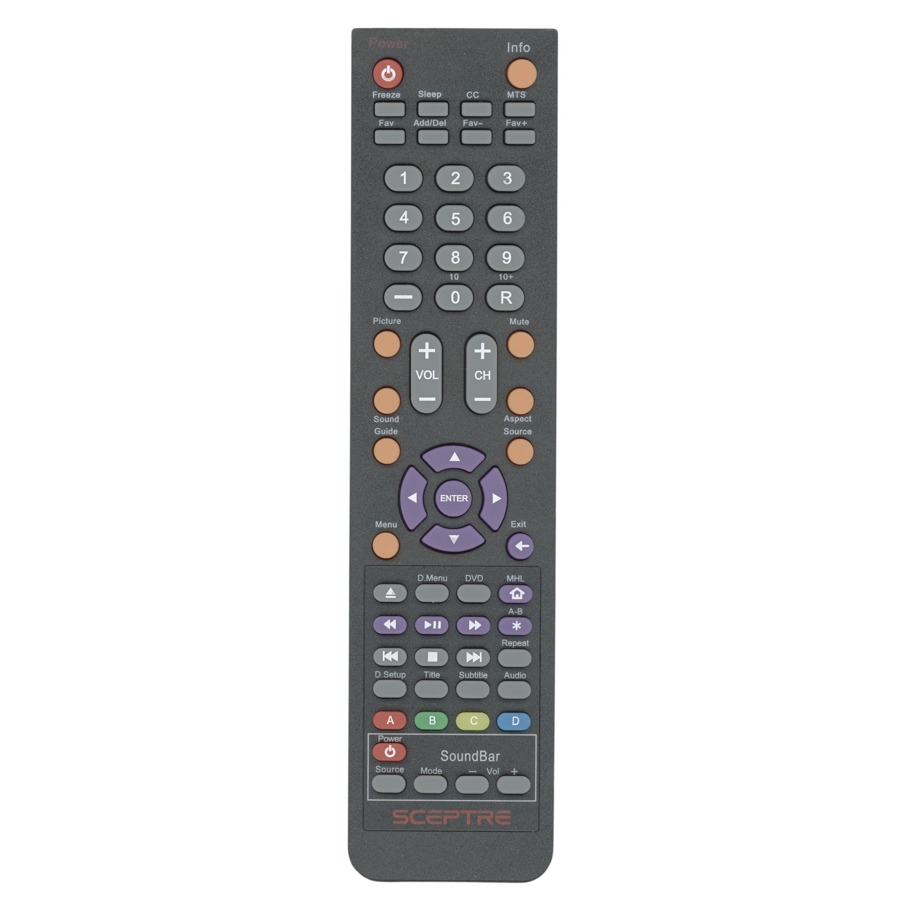 Sceptre 142022370014C TV/DVD Remote Control