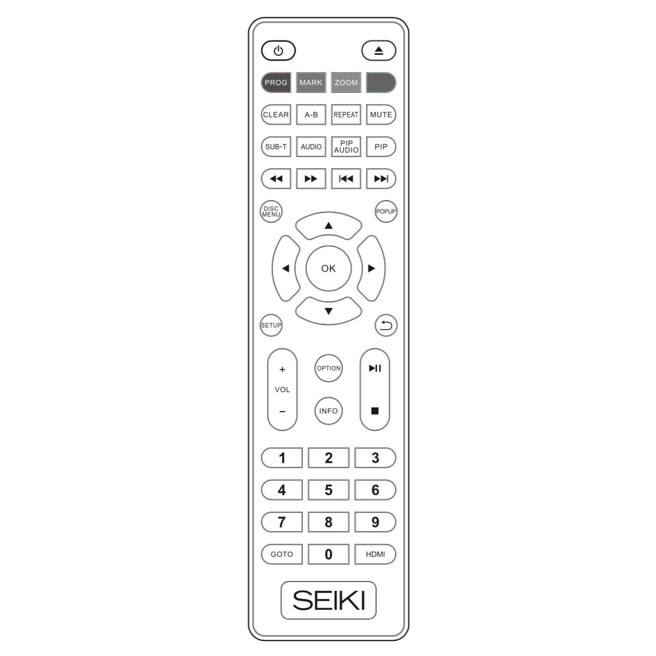 Seiki SB36K1UREM Blu-ray Remote Control