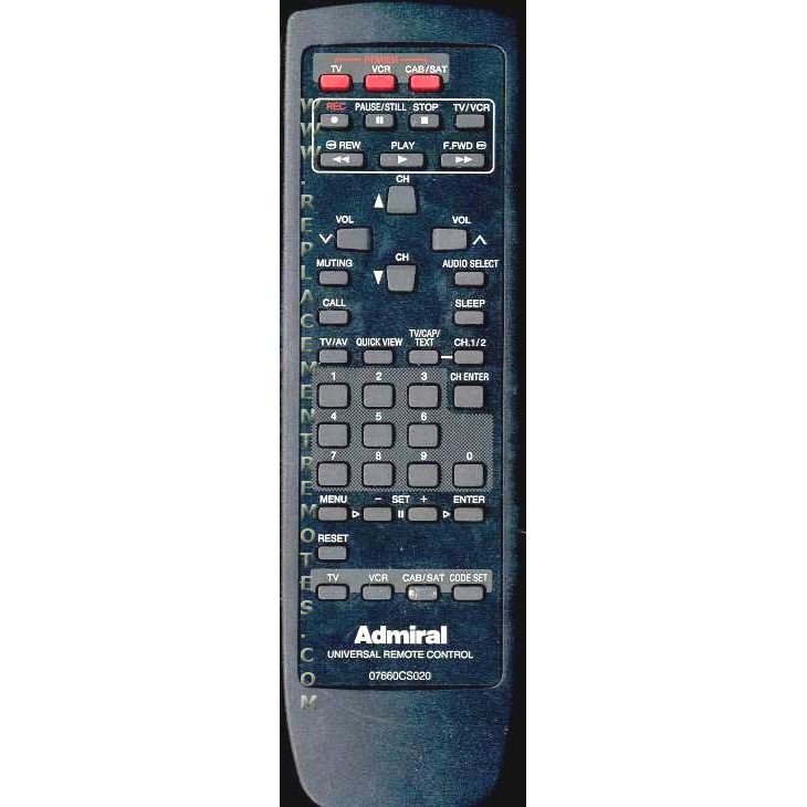 Sharp 07660CS020 Admiral VCR Remote Control