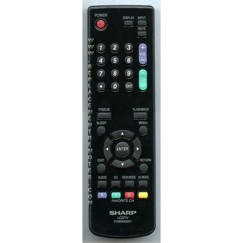 Sharp 076B0MQ051 TV Remote Control