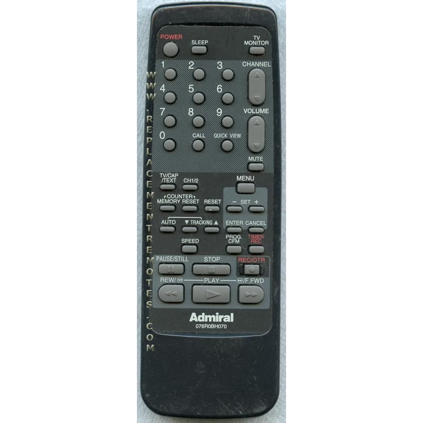 Sharp 076R0BH070 Admiral TV/VCR Remote Control