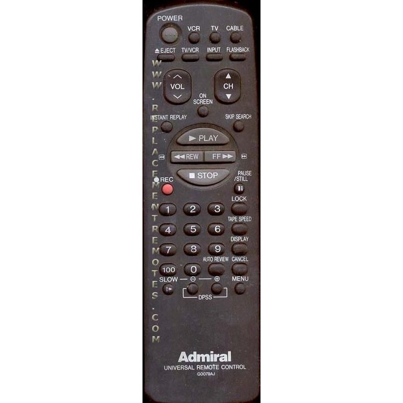 Sharp G0079AJ Admiral VCR Remote Control