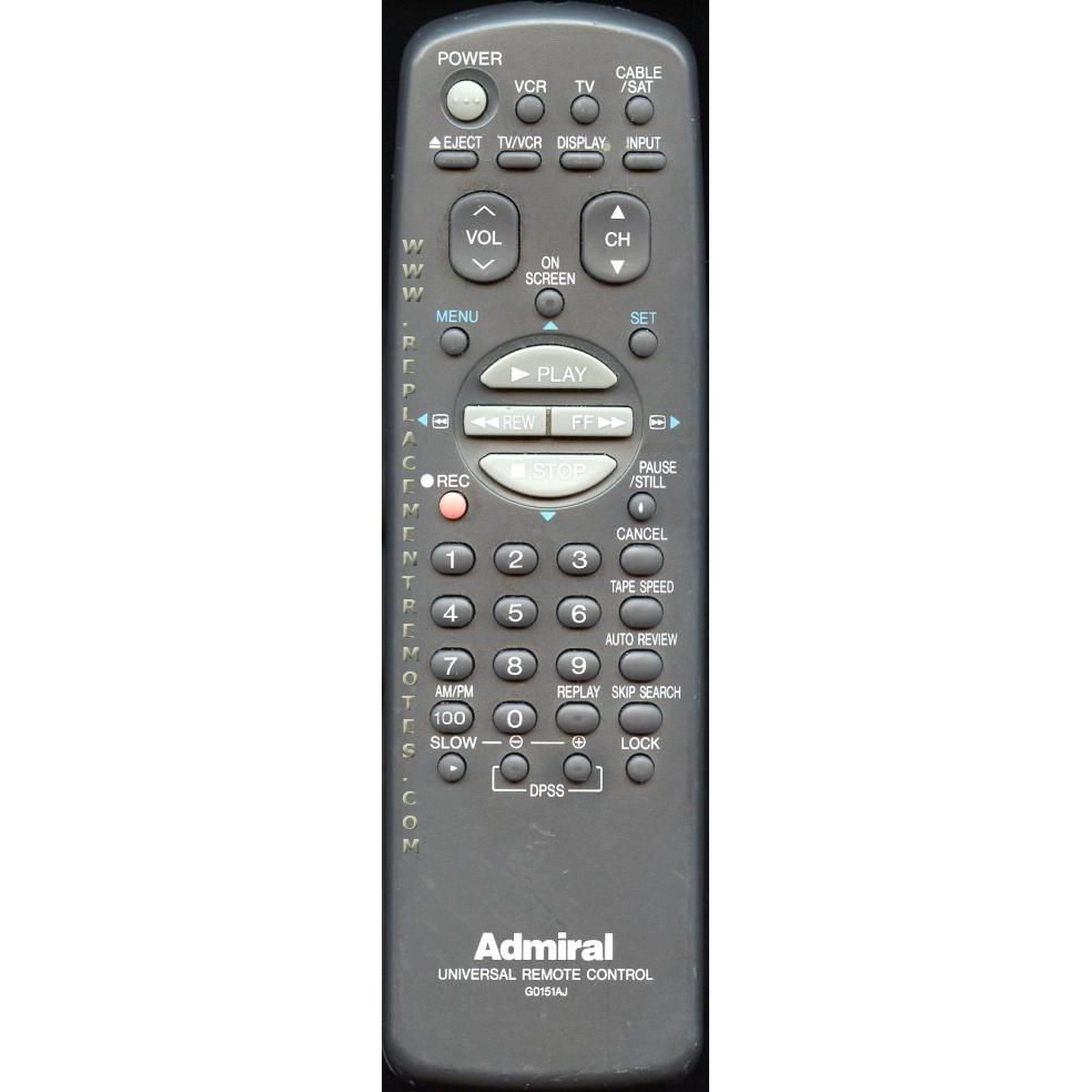 Sharp G0151AJ Admiral VCR Remote Control