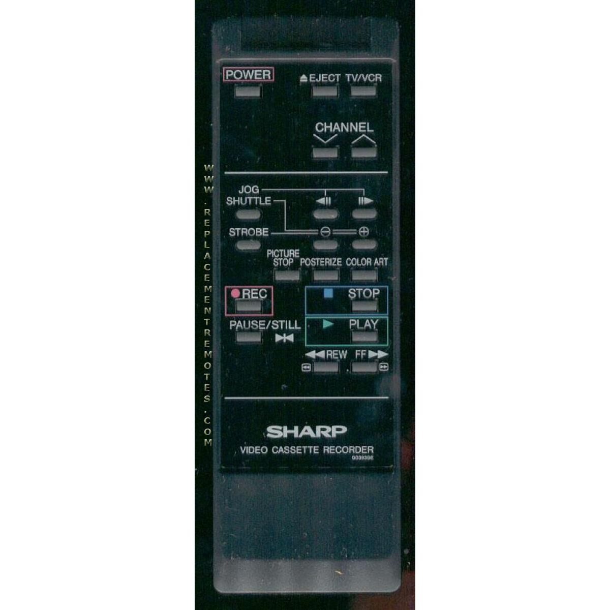 Sharp G0393GE VCR Remote Control