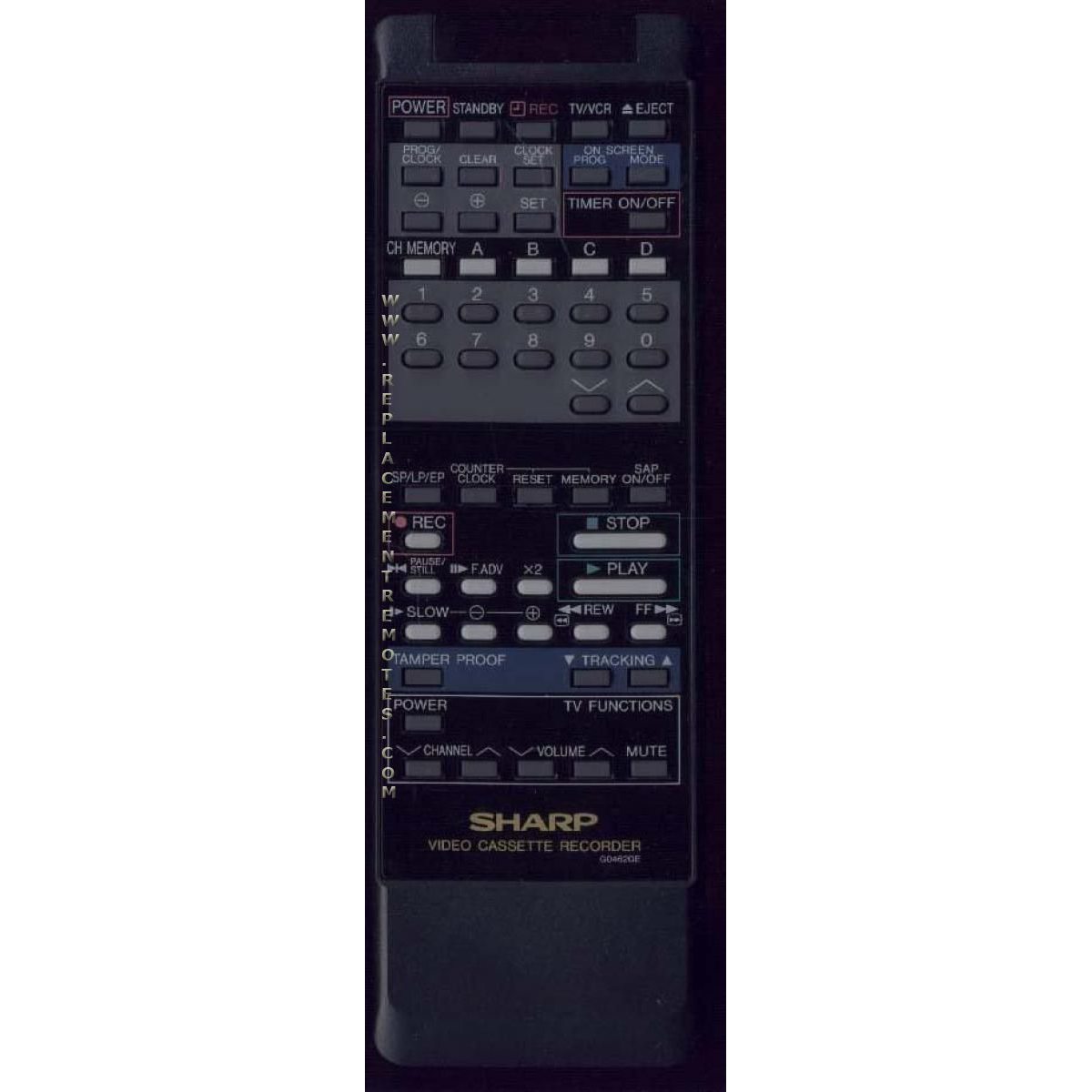 Sharp G0462GE VCR Remote Control