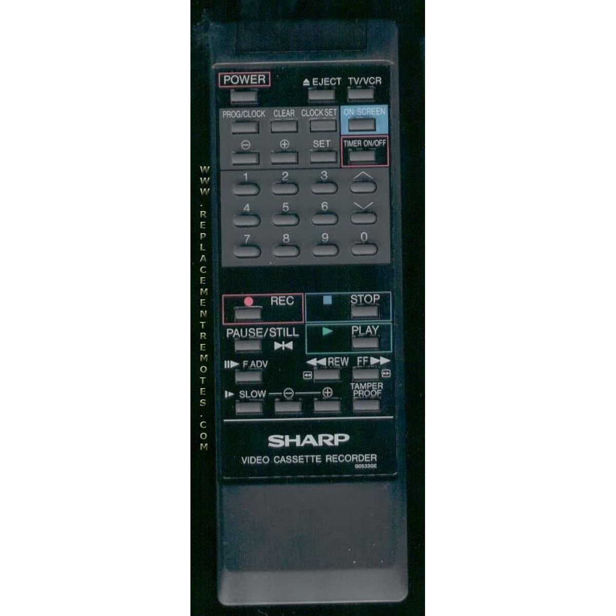 Sharp G0533GE VCR Remote Control