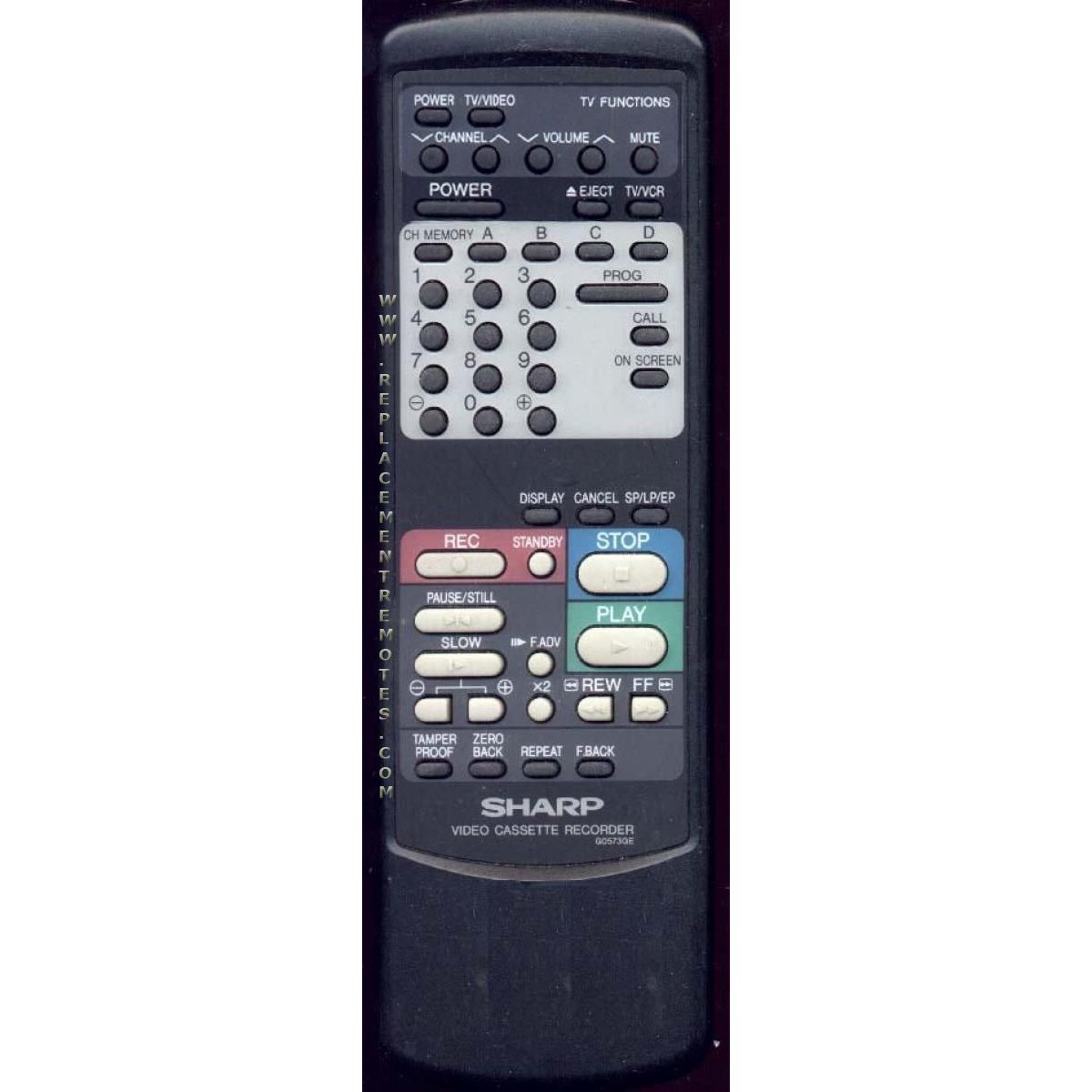 Sharp G0573GE VCR Remote Control