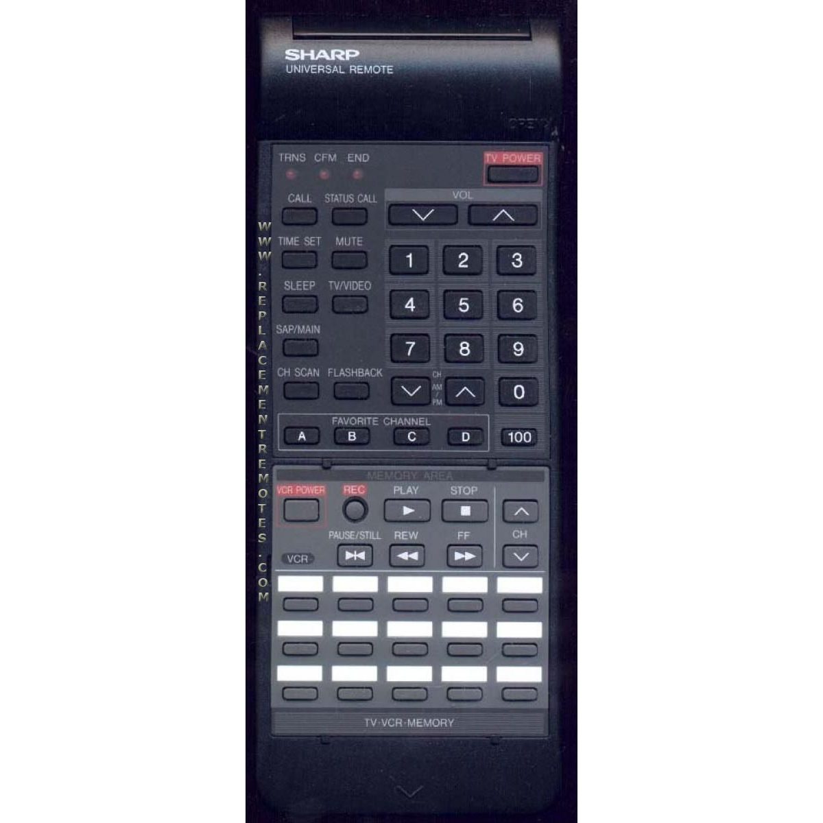 Sharp G0661CESA TV/VCR Remote Control