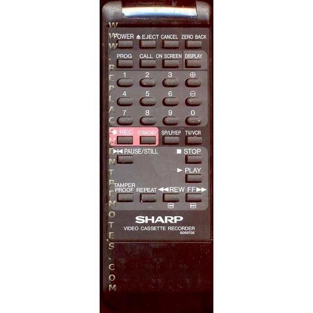 Sharp G0687GE VCR Remote Control