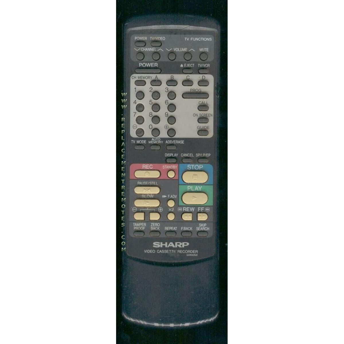 Sharp G0692GE VCR Remote Control