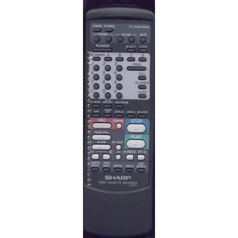 Sharp G0726GE VCR Remote Control