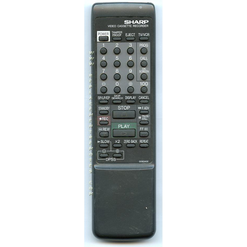 Sharp G0824GE VCR Remote Control