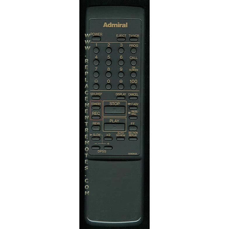 Sharp G0826GE Admiral VCR Remote Control