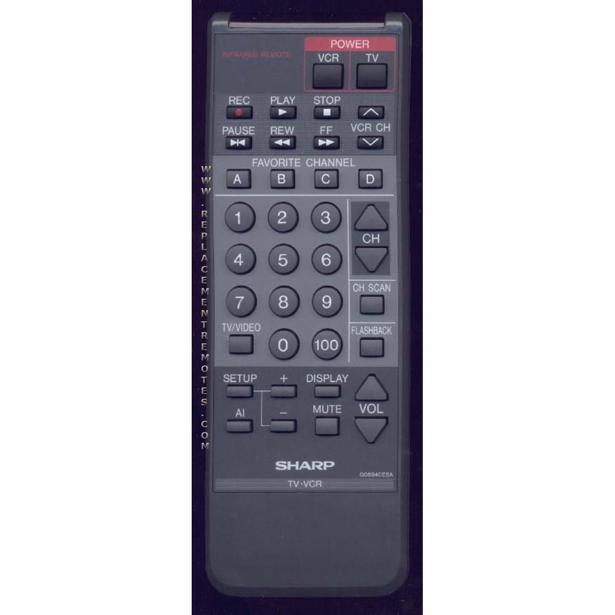 Sharp G0894CESA TV/VCR Remote Control