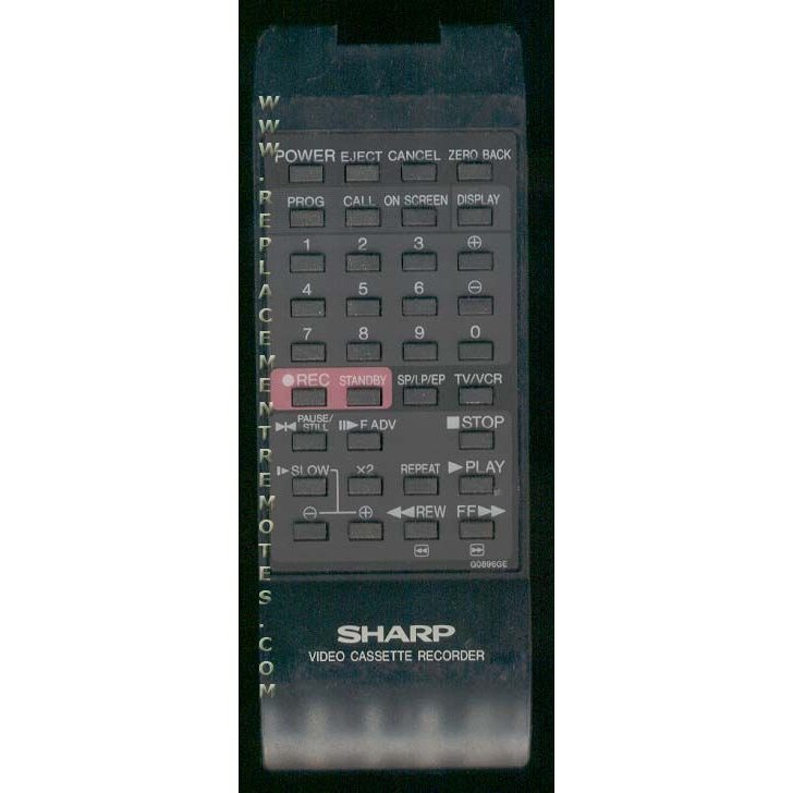 Sharp G0896GE VCR Remote Control