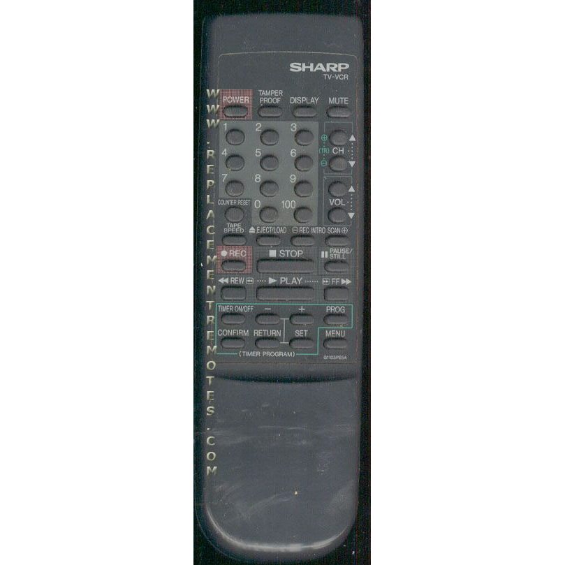 Sharp G1103PESA VCR Remote Control