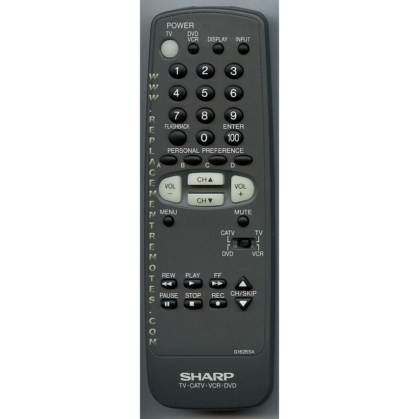 Sharp G1626SA TV/VCR Remote Control