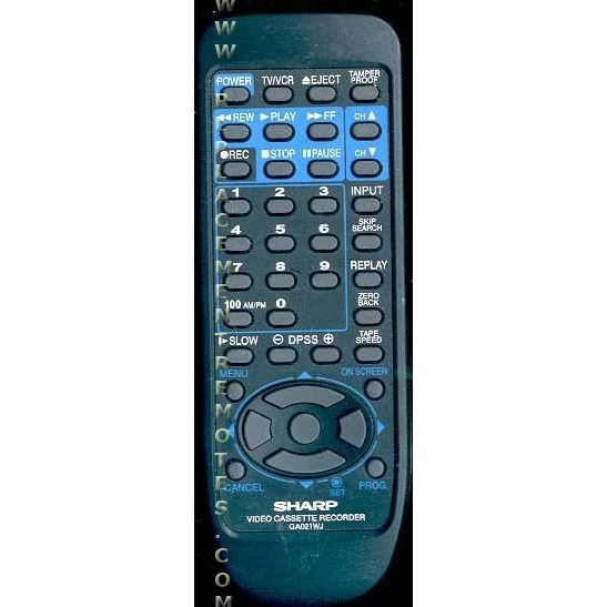 Sharp GA021WJ VCR Remote Control