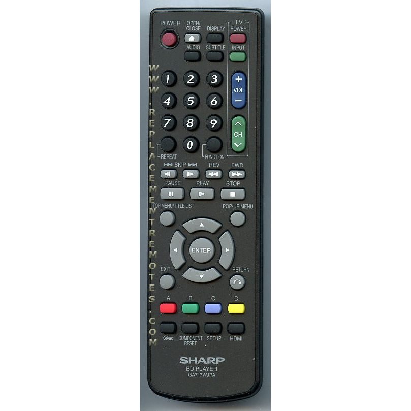 Sharp GA717WJPA Blu-ray Remote Control