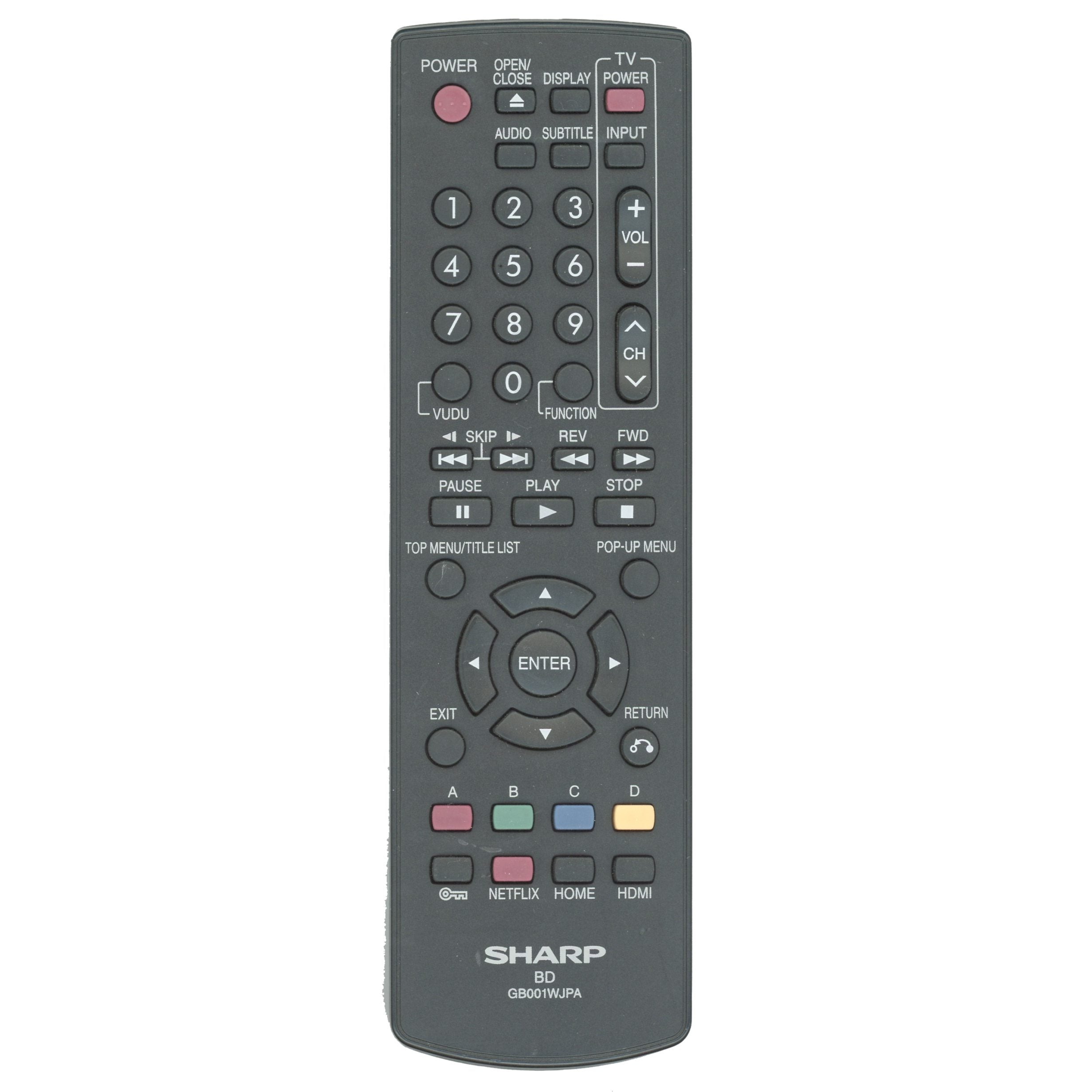 Sharp GB001WJPA Blu-ray Remote Control