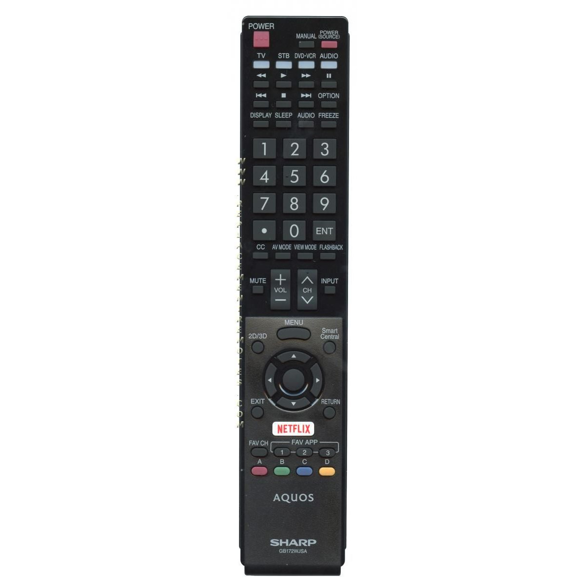 Sharp GB172WJSA Aquos TV Remote Control