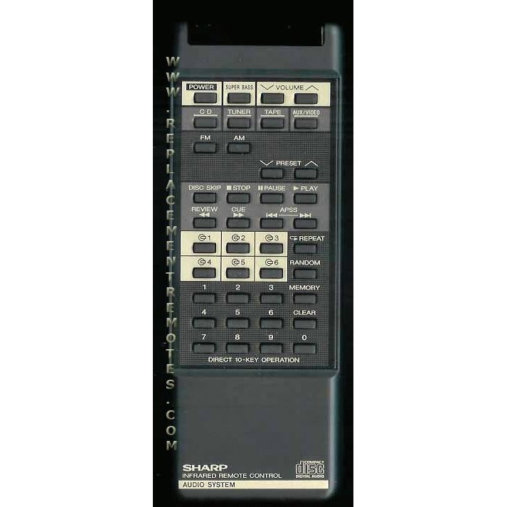 Sharp RCONT1585A Audio Remote Control