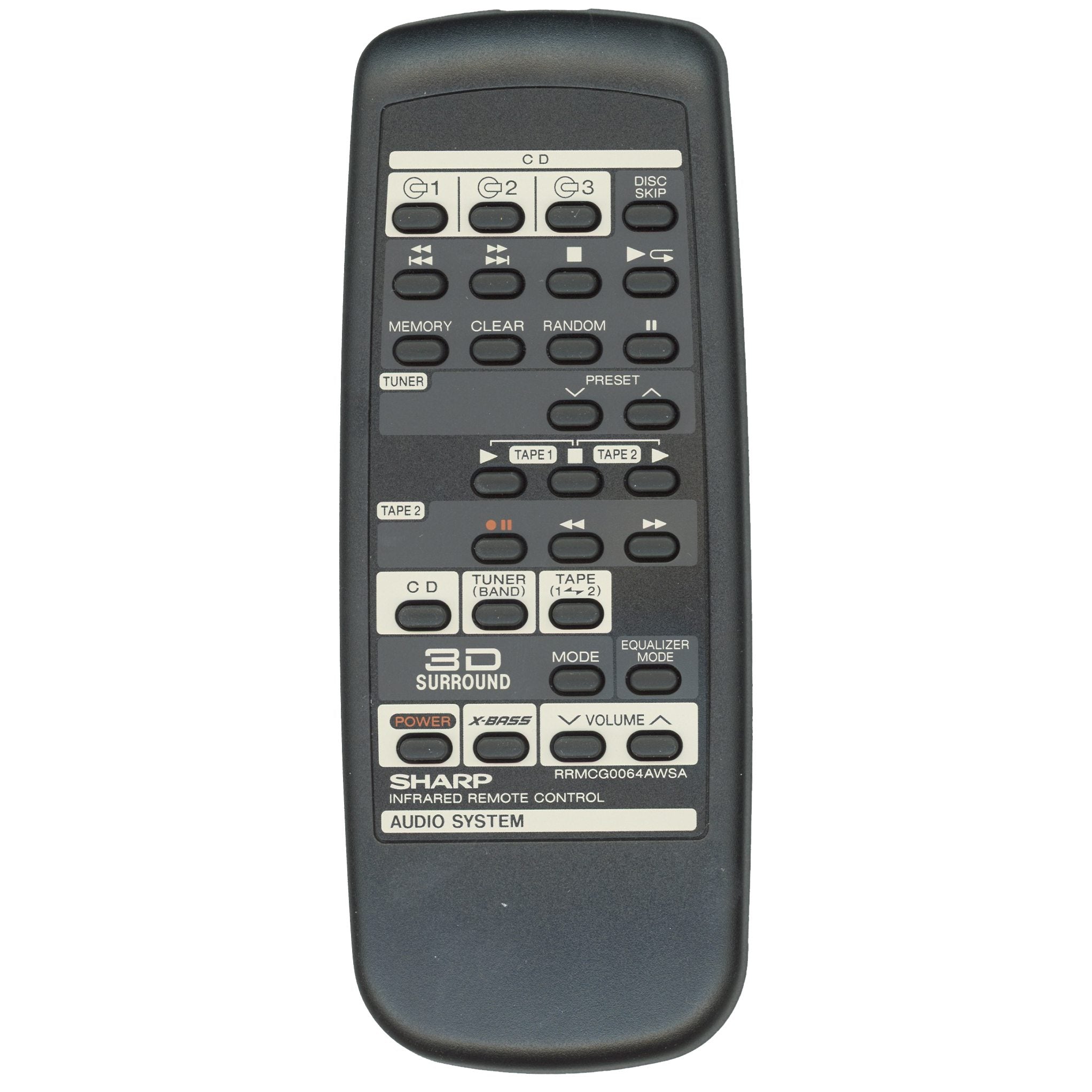 Sharp RRMCG0064AWSA Audio Remote Control