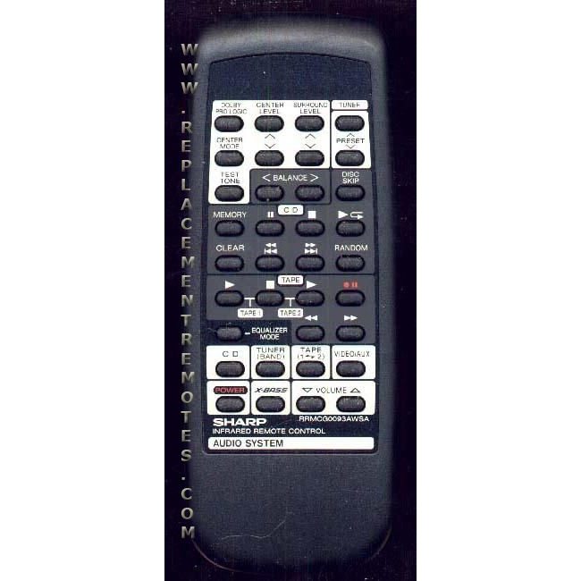 Sharp RRMCG0093AWSA Audio Remote Control