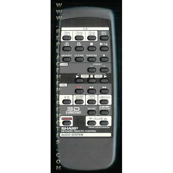 Sharp RRMCG0100AWSA Audio Remote Control