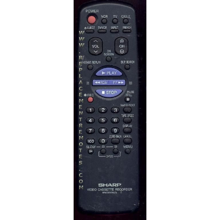 Sharp RRMCG0101AJSA VCR Remote Control