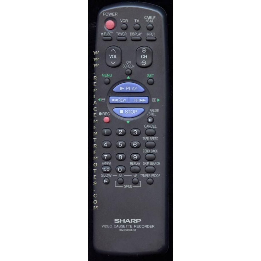 Sharp RRMCG0119AJSA VCR Remote Control