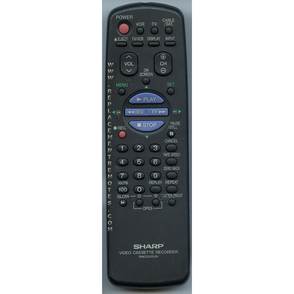 Sharp RRMCG0167AJSA VCR Remote Control