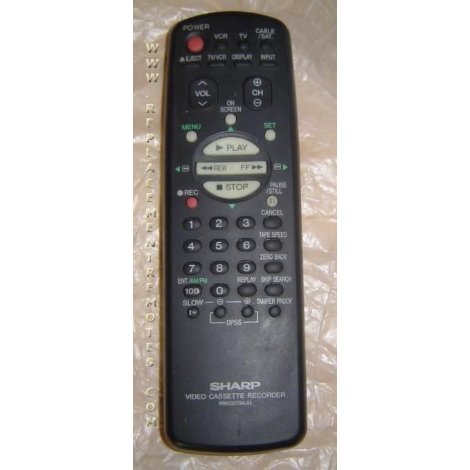 Sharp RRMCG0179AJSA VCR Remote Control