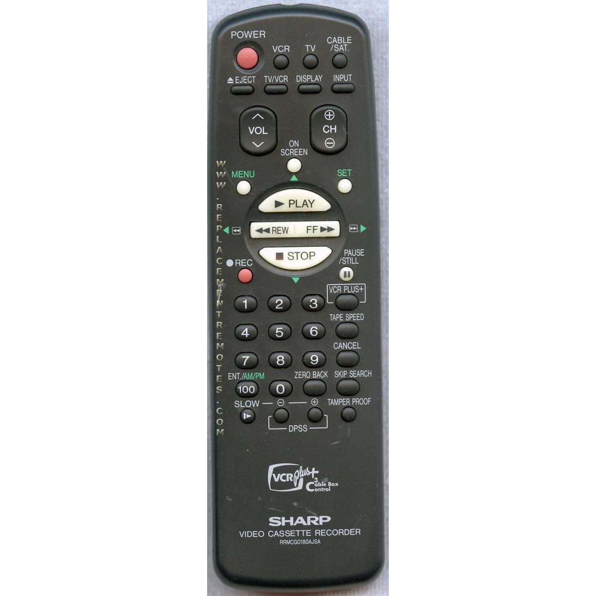 Sharp RRMCG0180AJSA VCR Remote Control