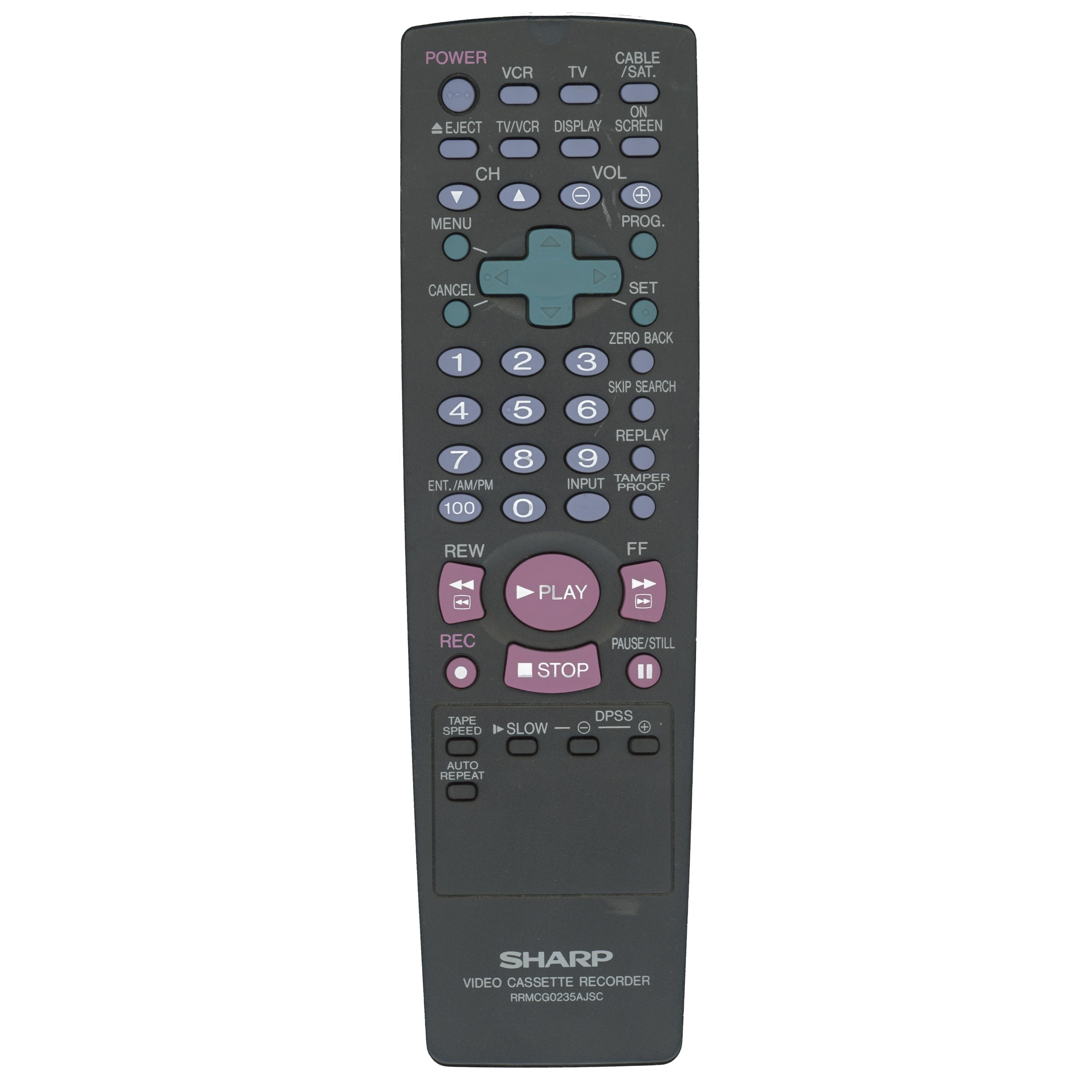 Sharp RRMCG0235AJSC VCR Remote Control