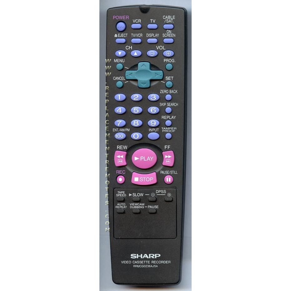 Sharp RRMCG0236AJSA VCR Remote Control