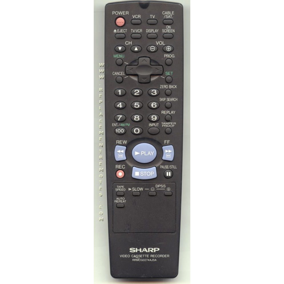 Sharp RRMCG0274AJSA VCR Remote Control