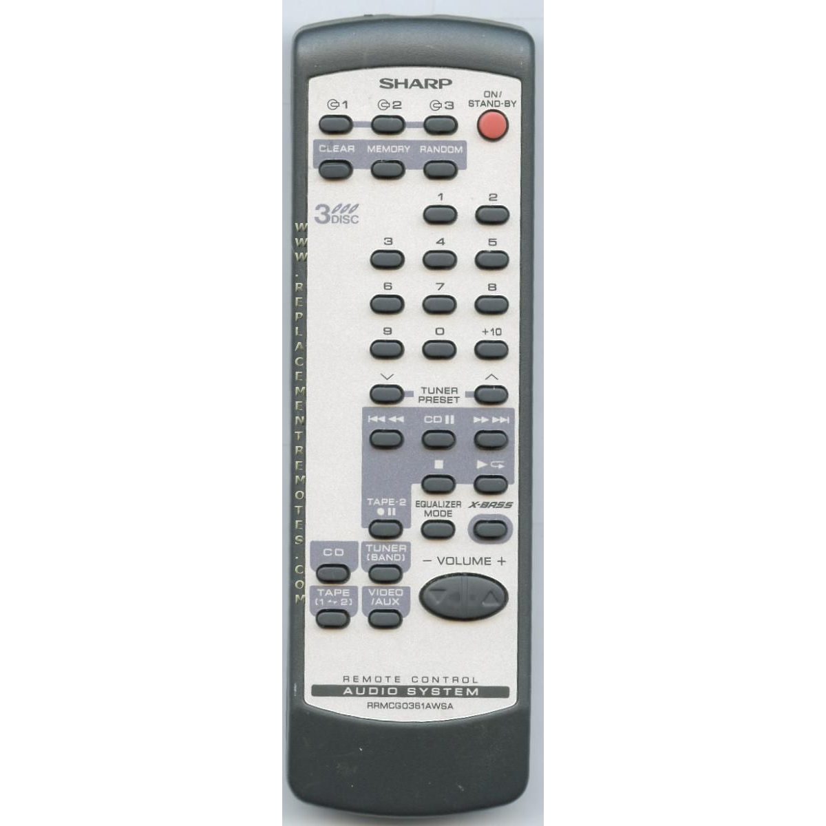 Sharp RRMCG0361AWSA Audio Remote Control