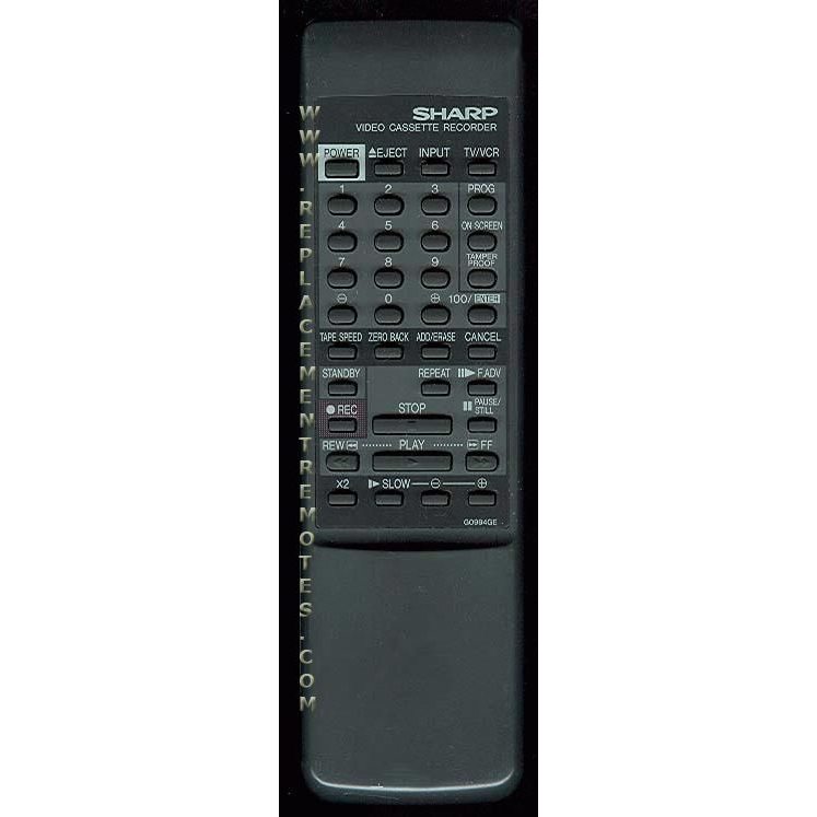 Sharp RRMCG0994GESA VCR Remote Control